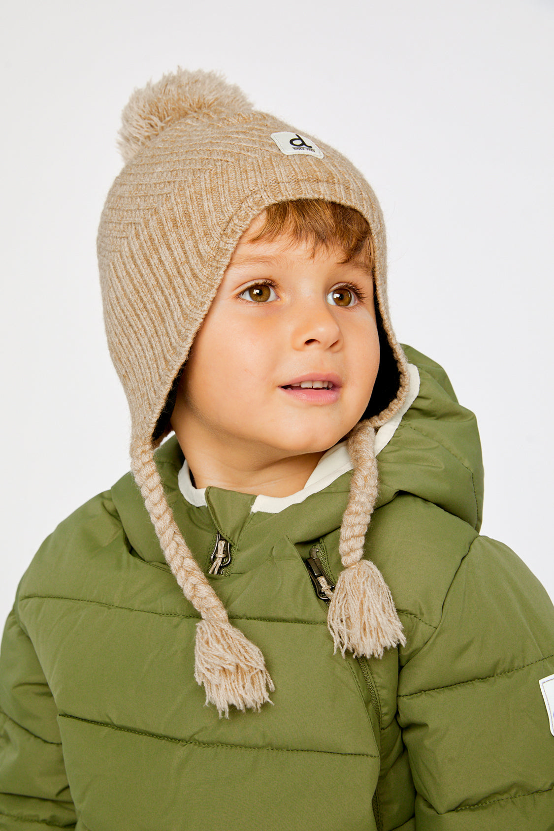 Winter Peruvian Knit Hat With Pompom Taupe - J10XT1_01870