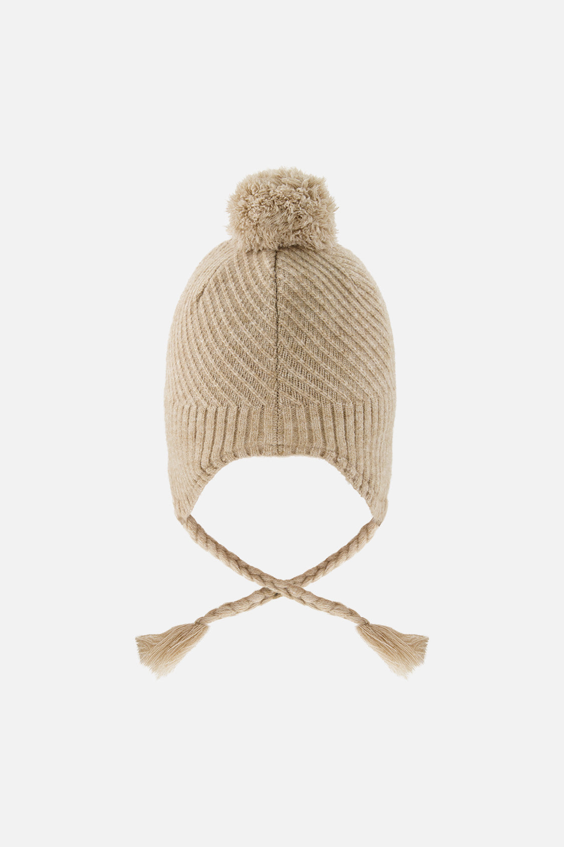 Winter Peruvian Knit Hat With Pompom Taupe - J10XT1_01870