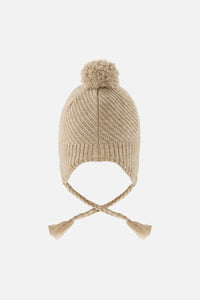 Winter Peruvian Knit Hat With Pompom Taupe - J10XT1_01870