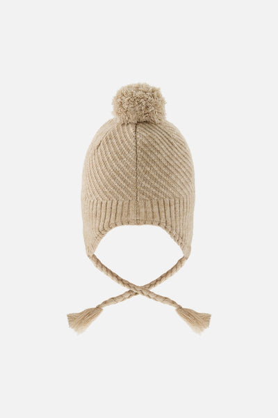 Winter Peruvian Knit Hat With Pompom Taupe - J10XT1_01870