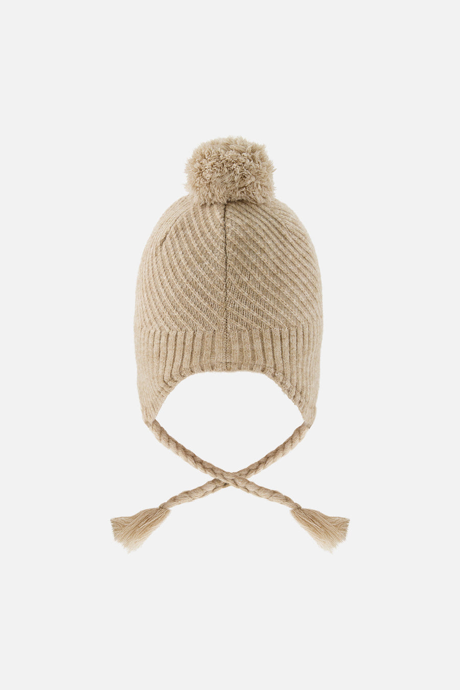 Winter Peruvian Knit Hat With Pompom Taupe - J10XT1_01870