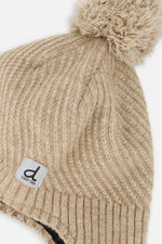 Winter Peruvian Knit Hat With Pompom Taupe - J10XT1_01870