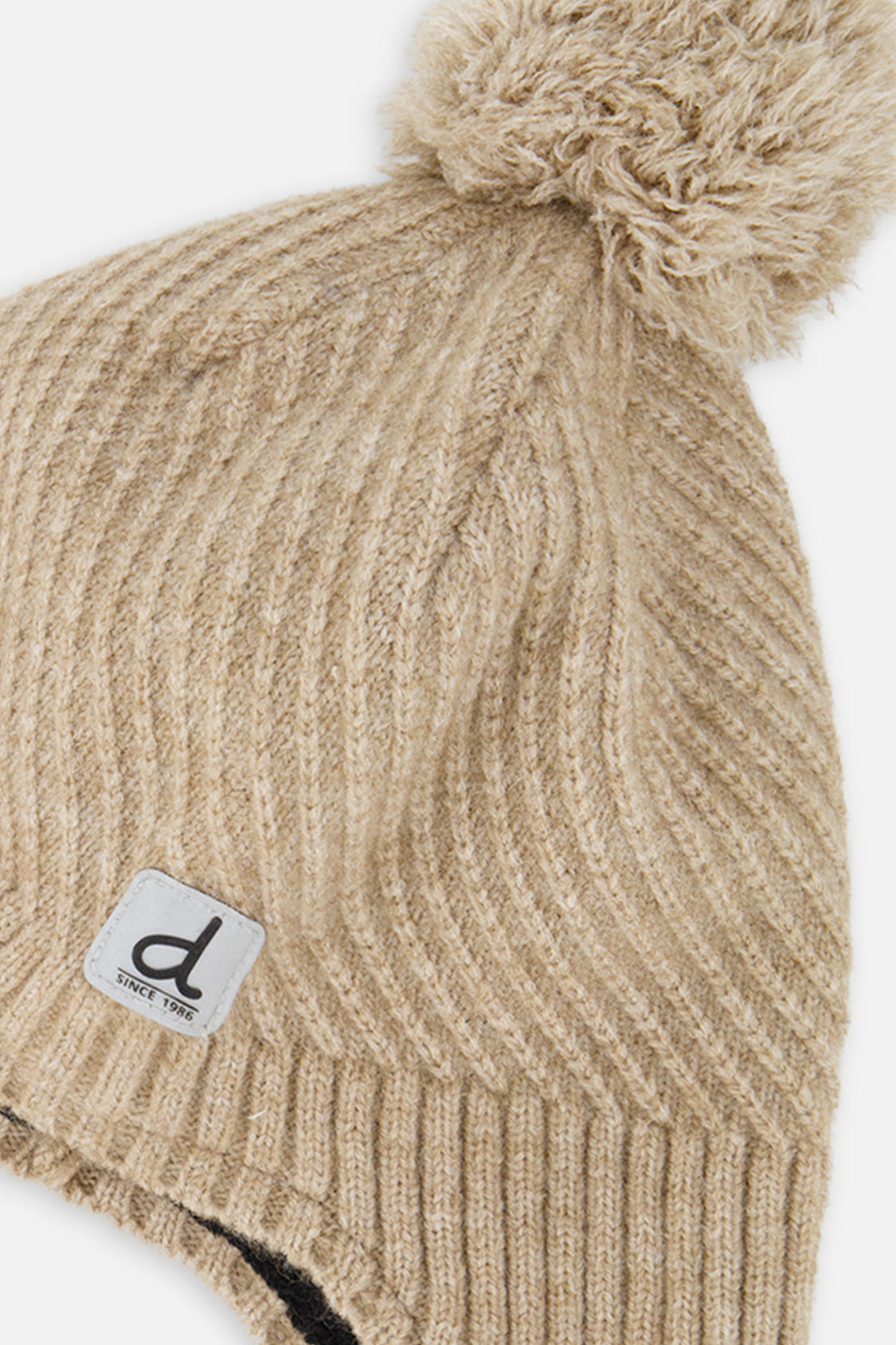 Winter Peruvian Knit Hat With Pompom Taupe - J10XT1_01870