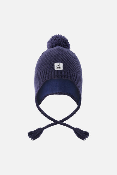 Winter Peruvian Knit Hat With Pompom Navy Blue - J10XT1_04790
