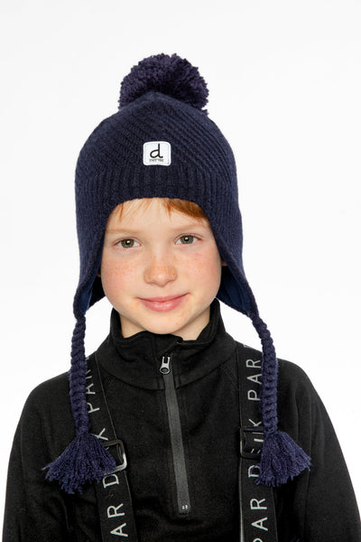 Winter Peruvian Knit Hat With Pompom Navy Blue - J10XT1_04790