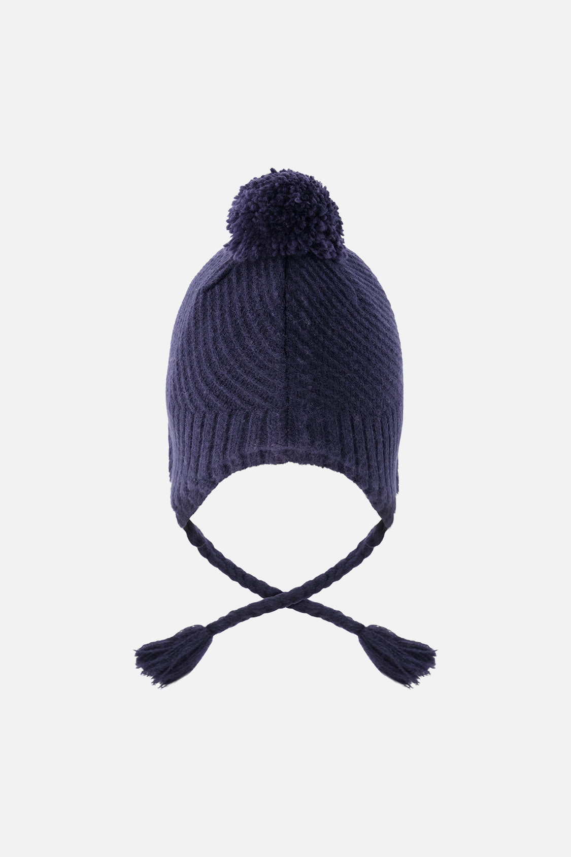 Winter Peruvian Knit Hat With Pompom Navy Blue - J10XT1_04790