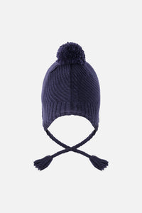 Winter Peruvian Knit Hat With Pompom Navy Blue - J10XT1_04790