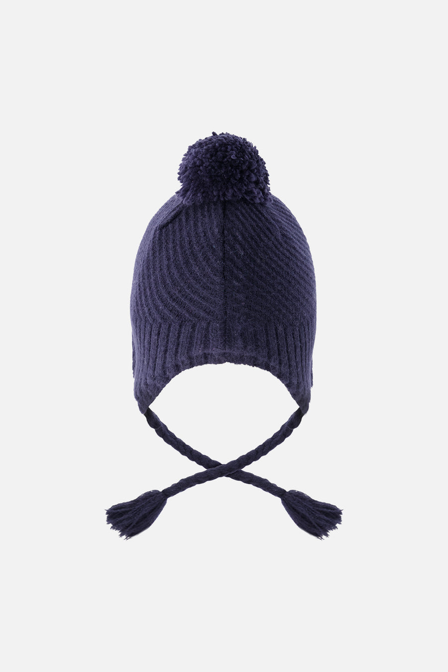 Winter Peruvian Knit Hat With Pompom Navy Blue - J10XT1_04790