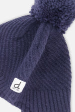 Winter Peruvian Knit Hat With Pompom Navy Blue - J10XT1_04790