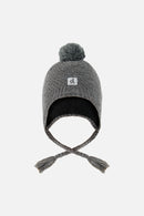 Winter Peruvian Knit Hat With Pompom Cool Dark Grey - J10XT1_04930
