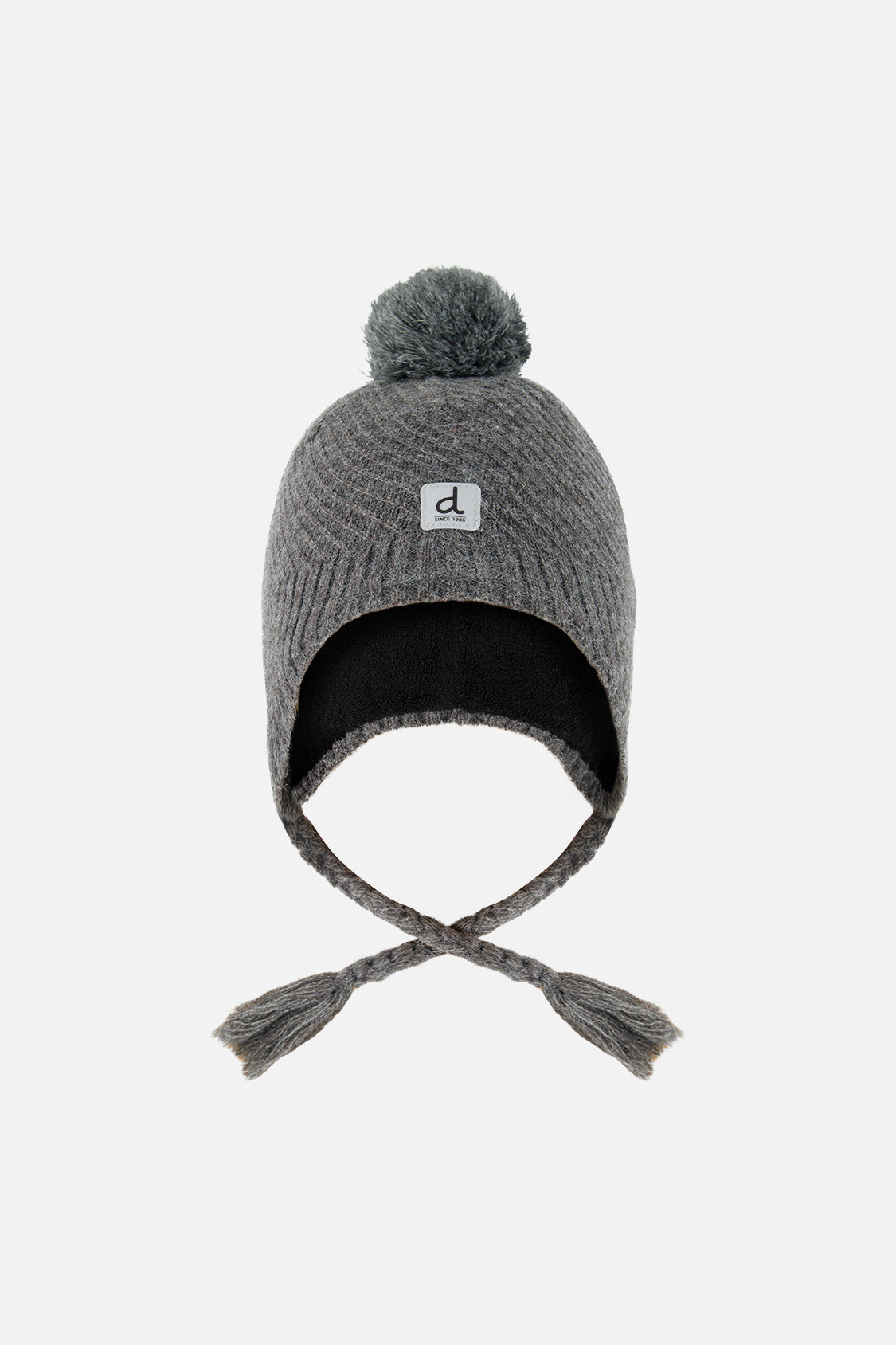 Winter Peruvian Knit Hat With Pompom Cool Dark Grey - J10XT1_04930