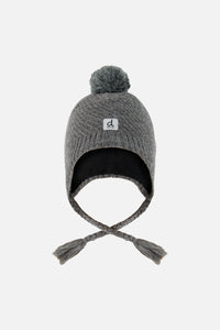 Winter Peruvian Knit Hat With Pompom Cool Dark Grey - J10XT1_04930