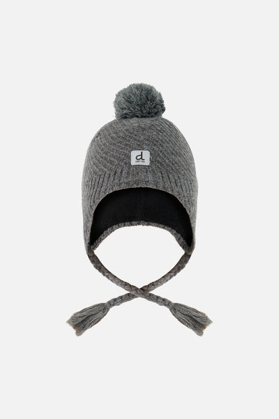 Winter Peruvian Knit Hat With Pompom Cool Dark Grey - J10XT1_04930