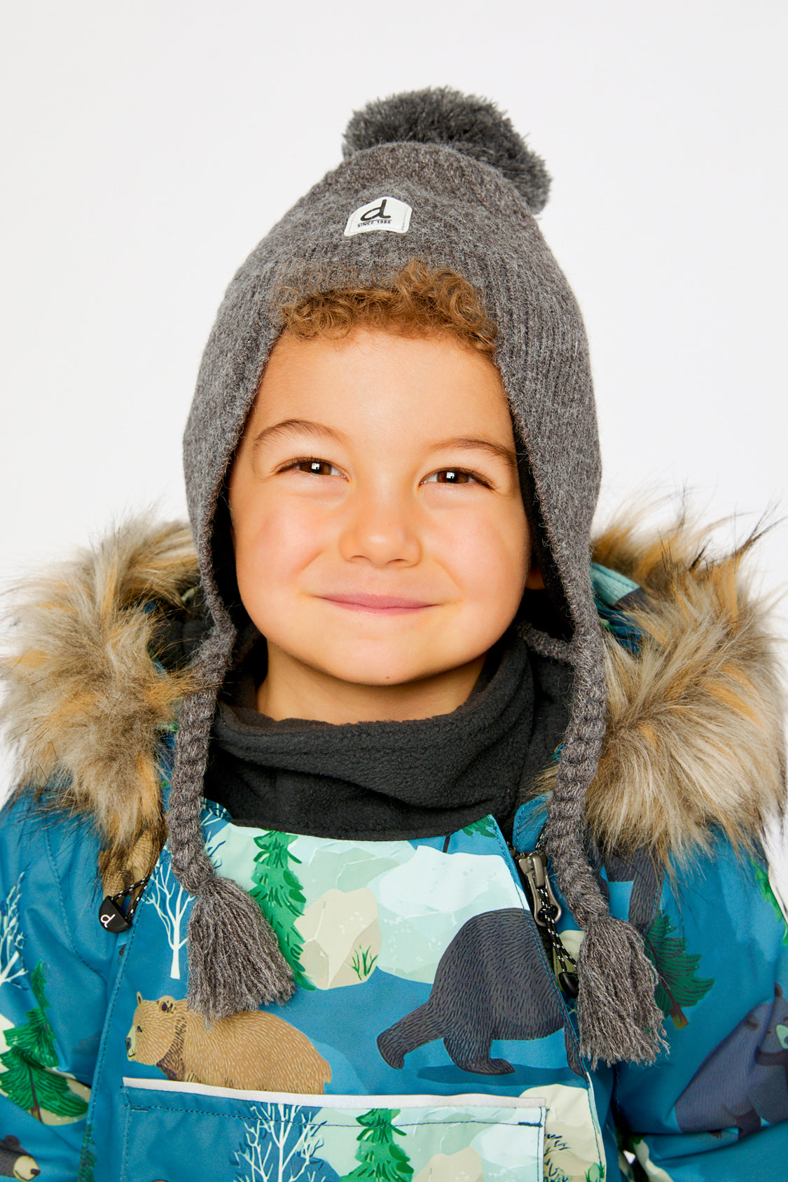 Winter Peruvian Knit Hat With Pompom Cool Dark Grey - J10XT1_04930