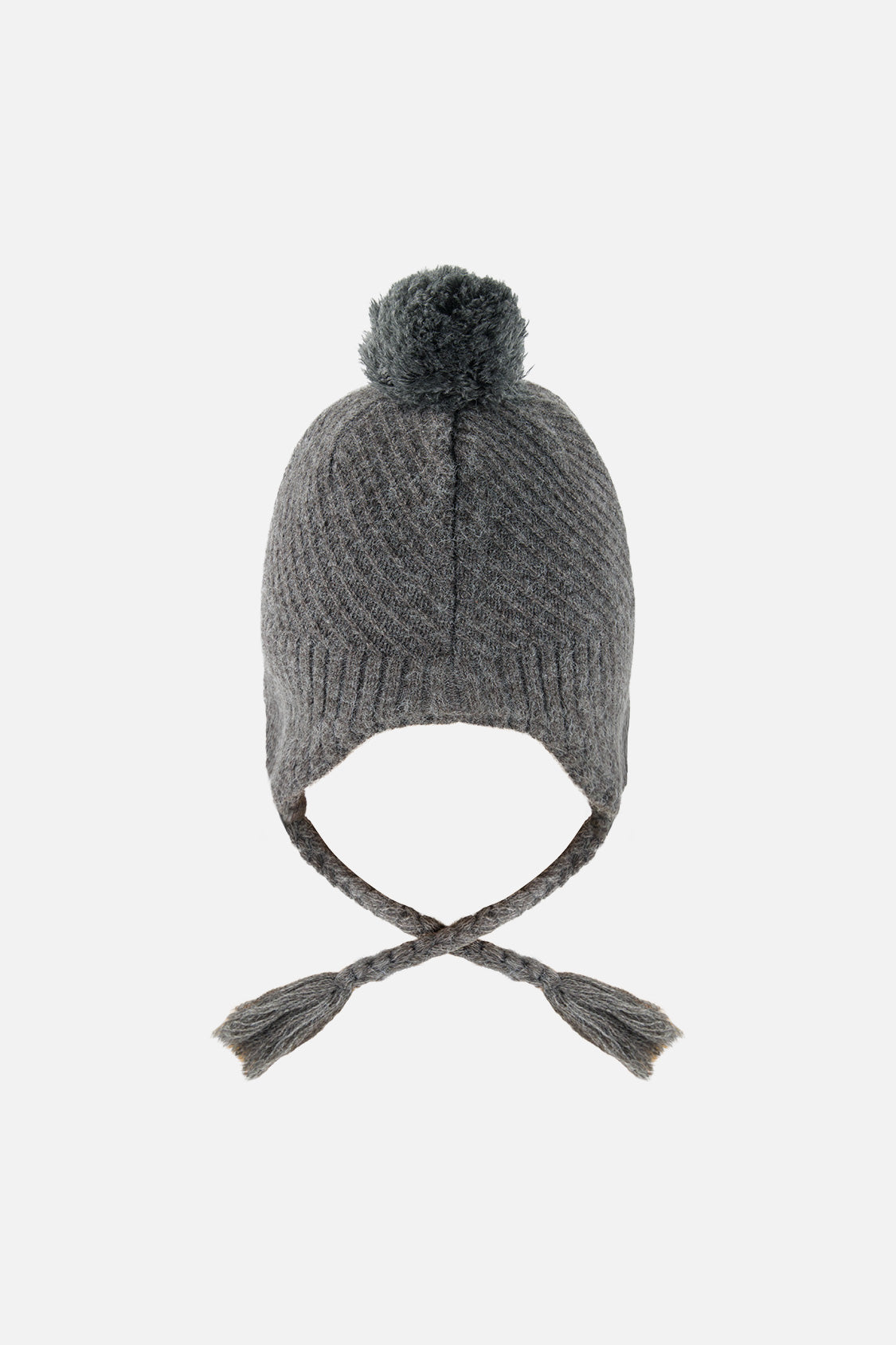 Winter Peruvian Knit Hat With Pompom Cool Dark Grey - J10XT1_04930