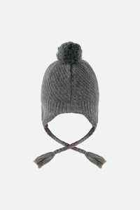 Winter Peruvian Knit Hat With Pompom Cool Dark Grey - J10XT1_04930