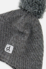 Winter Peruvian Knit Hat With Pompom Cool Dark Grey - J10XT1_04930