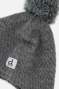 Winter Peruvian Knit Hat With Pompom Cool Dark Grey - J10XT1_04930