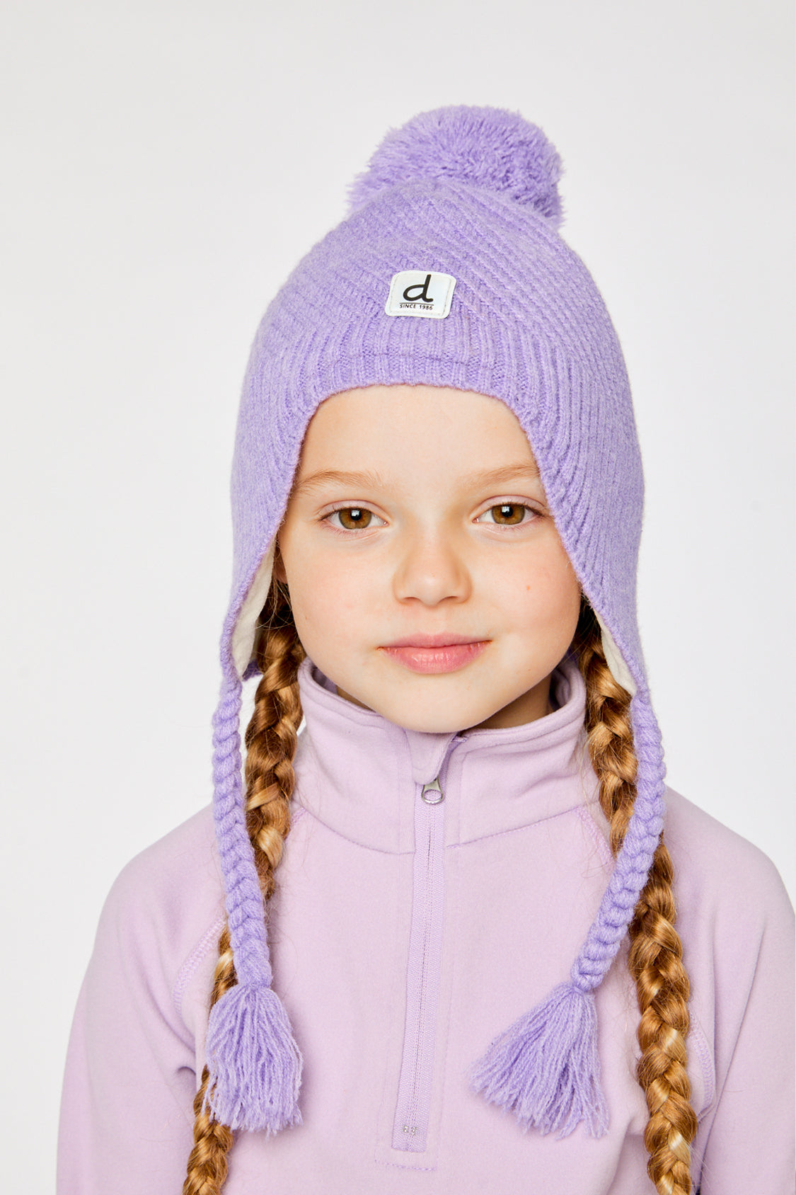 Winter Peruvian Knit Hat With Pompom Violet - J10XT1_05130