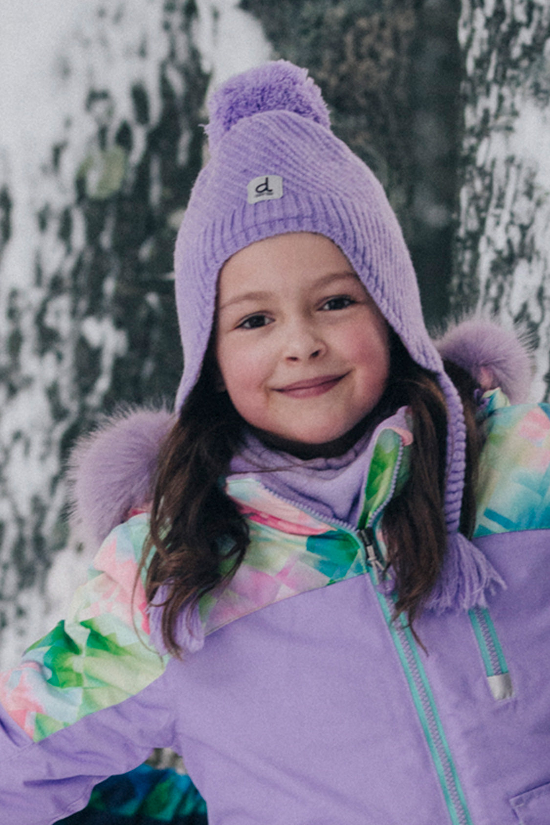 Winter Peruvian Knit Hat With Pompom Violet - J10XT1_05130