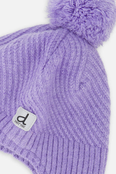 Winter Peruvian Knit Hat With Pompom Violet - J10XT1_05130
