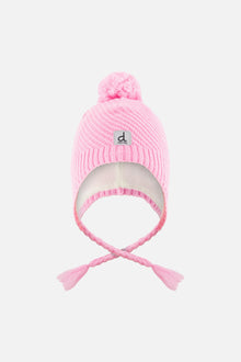 Winter Peruvian Knit Hat With Pompom Pink - J10XT1_06240