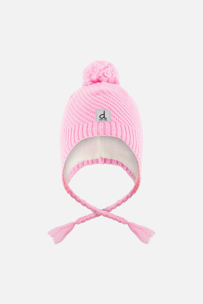 Winter Peruvian Knit Hat With Pompom Pink - J10XT1_06240