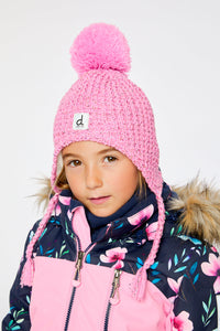 Winter Peruvian Knit Hat With Pompom Pink - J10XT1_06240