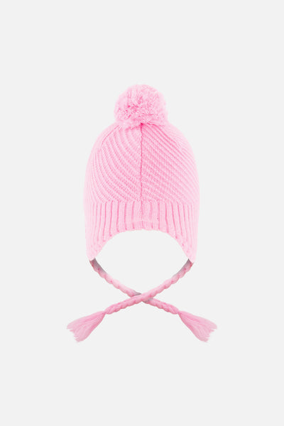 Winter Peruvian Knit Hat With Pompom Pink - J10XT1_06240