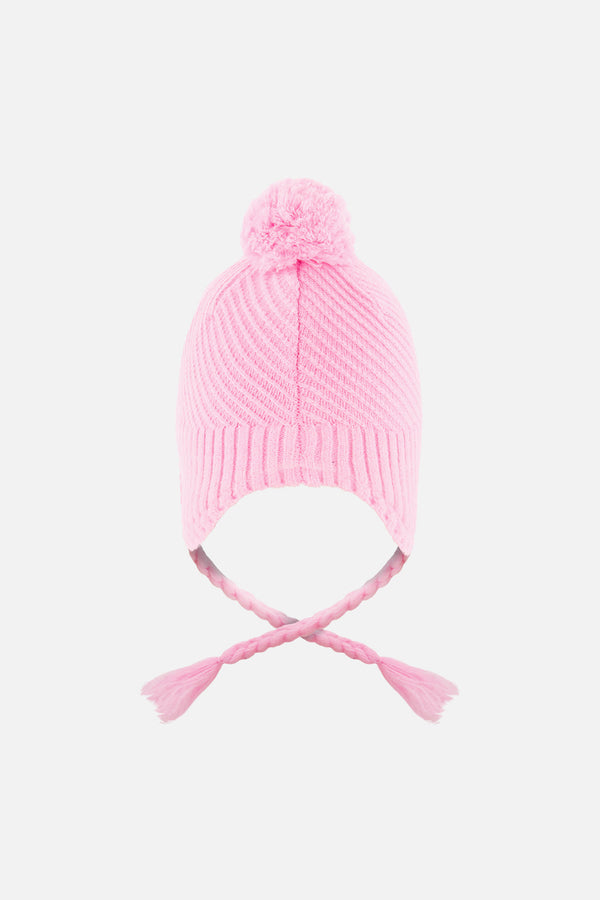 Winter Peruvian Knit Hat With Pompom Pink - J10XT1_06240
