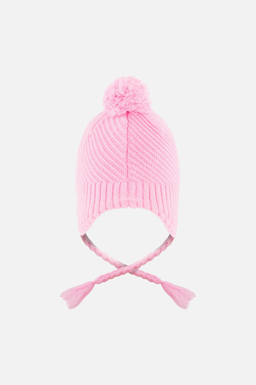 Winter Peruvian Knit Hat With Pompom Pink - J10XT1_06240