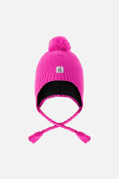 Winter Peruvian Knit Hat With Pompom Bright Pink - J10XT1_06990
