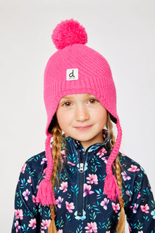 Winter Peruvian Knit Hat With Pompom Bright Pink - J10XT1_06990