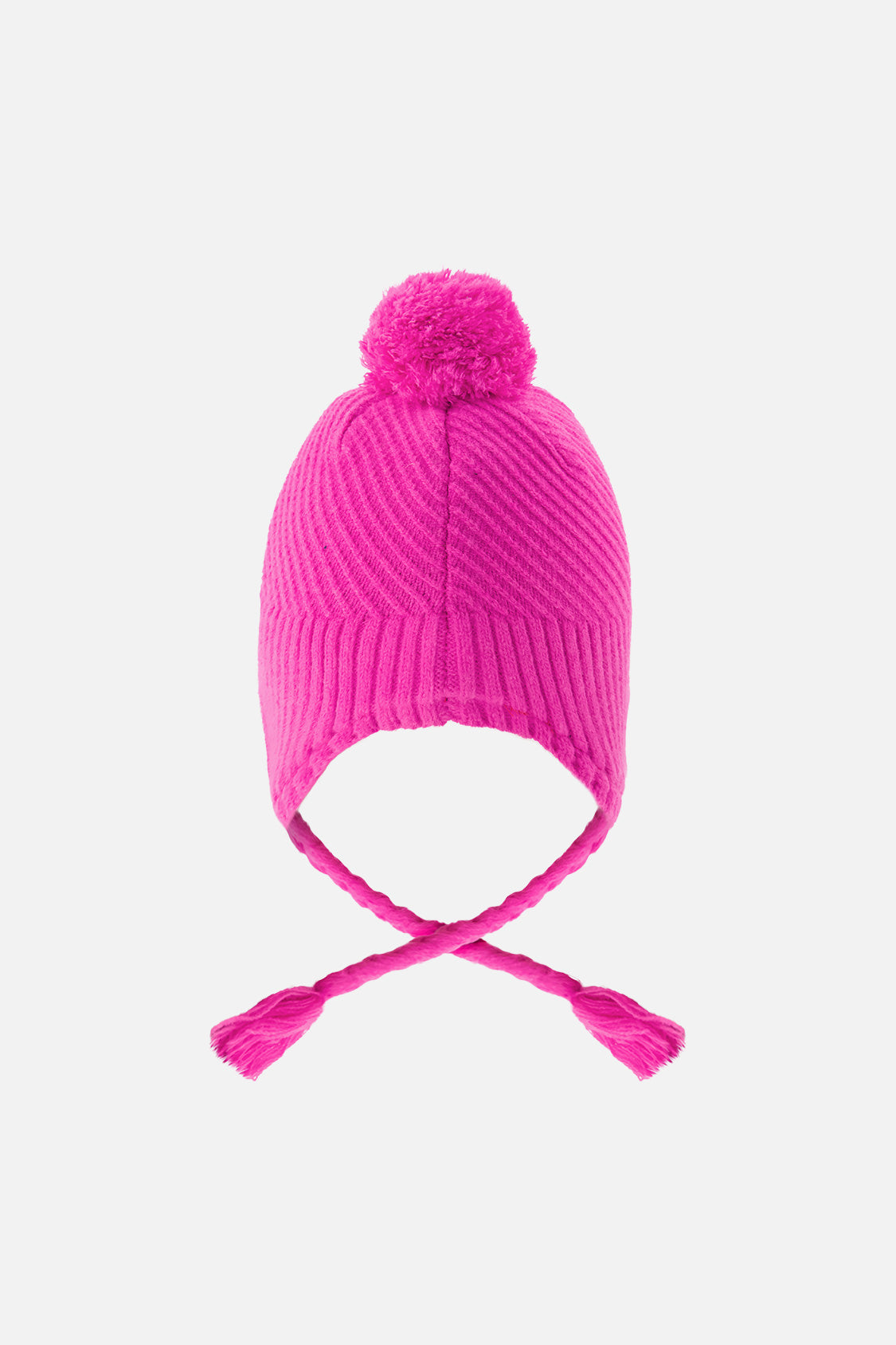 Winter Peruvian Knit Hat With Pompom Bright Pink - J10XT1_06990