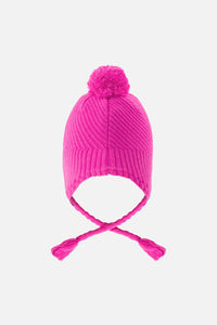 Winter Peruvian Knit Hat With Pompom Bright Pink - J10XT1_06990
