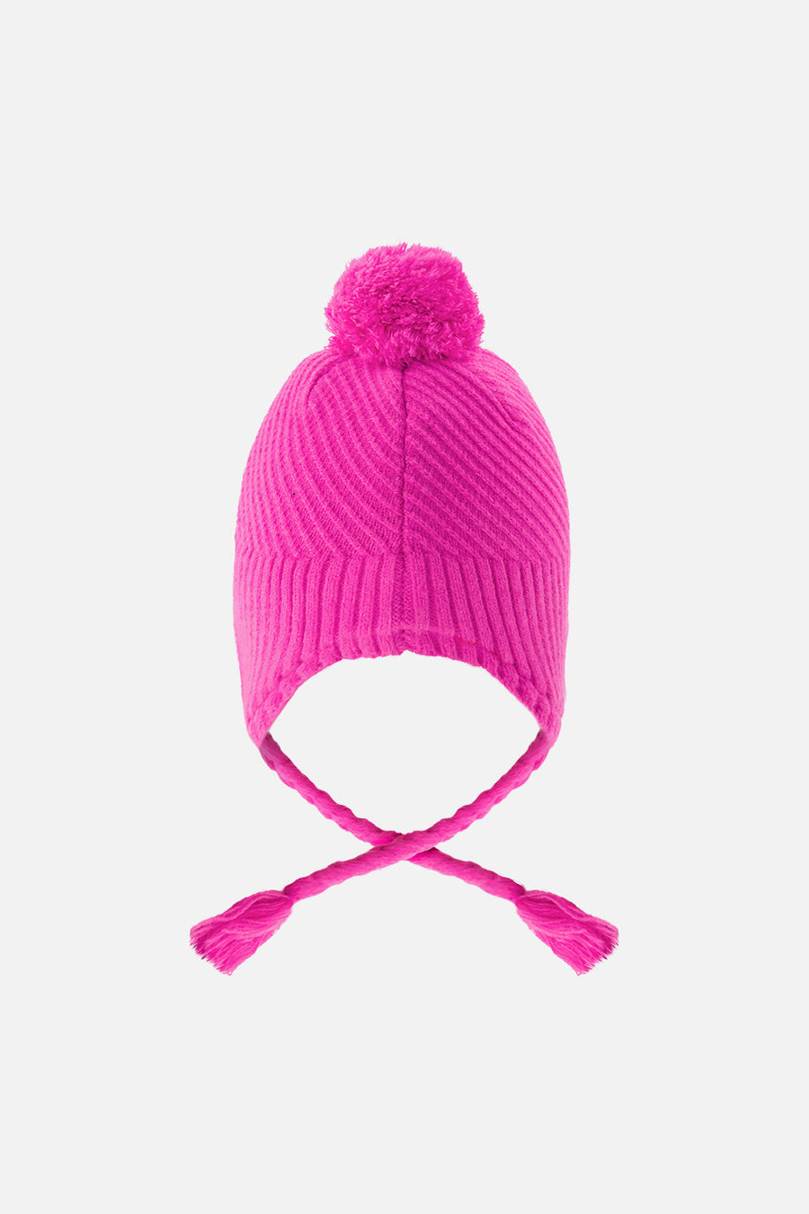 Winter Peruvian Knit Hat With Pompom Bright Pink - J10XT1_06990