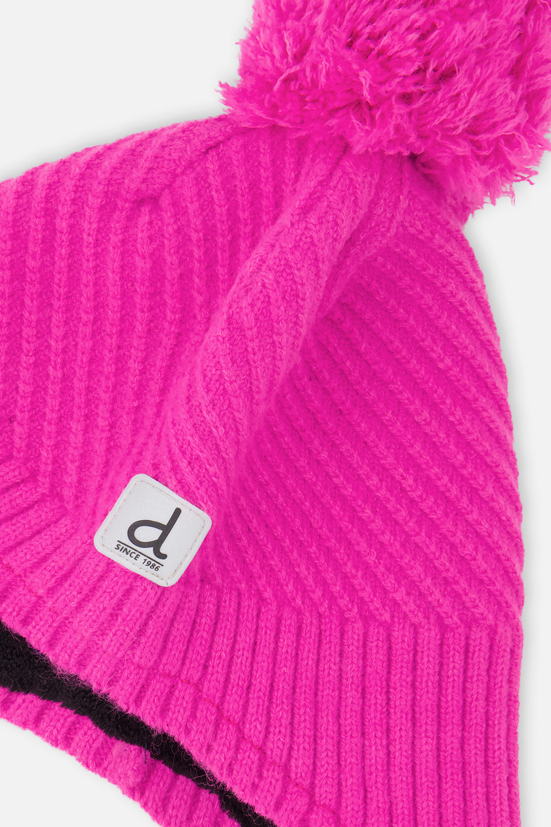 Winter Peruvian Knit Hat With Pompom Bright Pink - J10XT1_06990