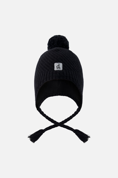 Winter Peruvian Knit Hat With Pompom Black - J10XT1_09990