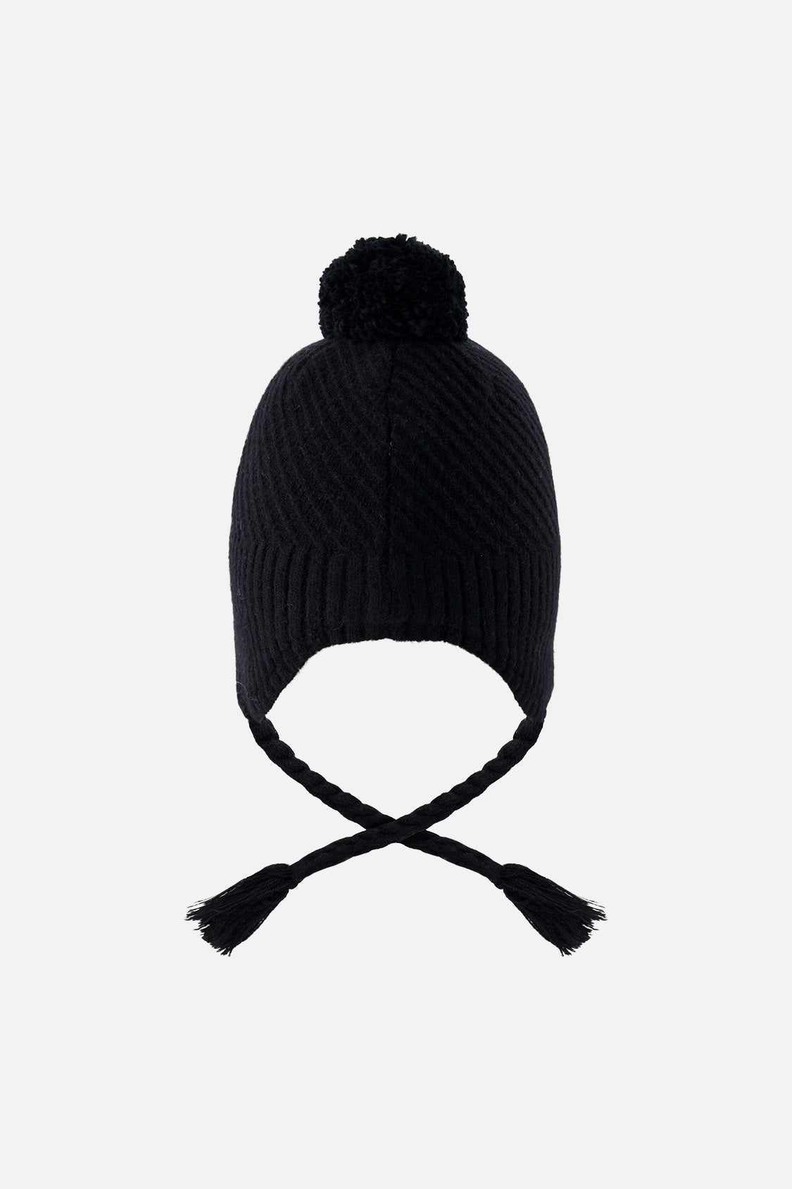 Winter Peruvian Knit Hat With Pompom Black - J10XT1_09990