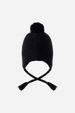 Winter Peruvian Knit Hat With Pompom Black - J10XT1_09990