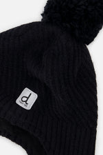 Winter Peruvian Knit Hat With Pompom Black - J10XT1_09990