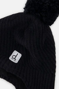 Winter Peruvian Knit Hat With Pompom Black - J10XT1_09990