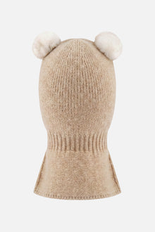 Cagoule ours en tricot taupe clair pour bébé