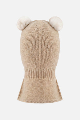 Cagoule ours en tricot taupe clair pour bébé