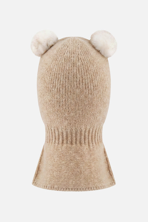 Cagoule ours en tricot taupe clair pour bébé