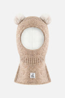 Cagoule ours en tricot taupe clair