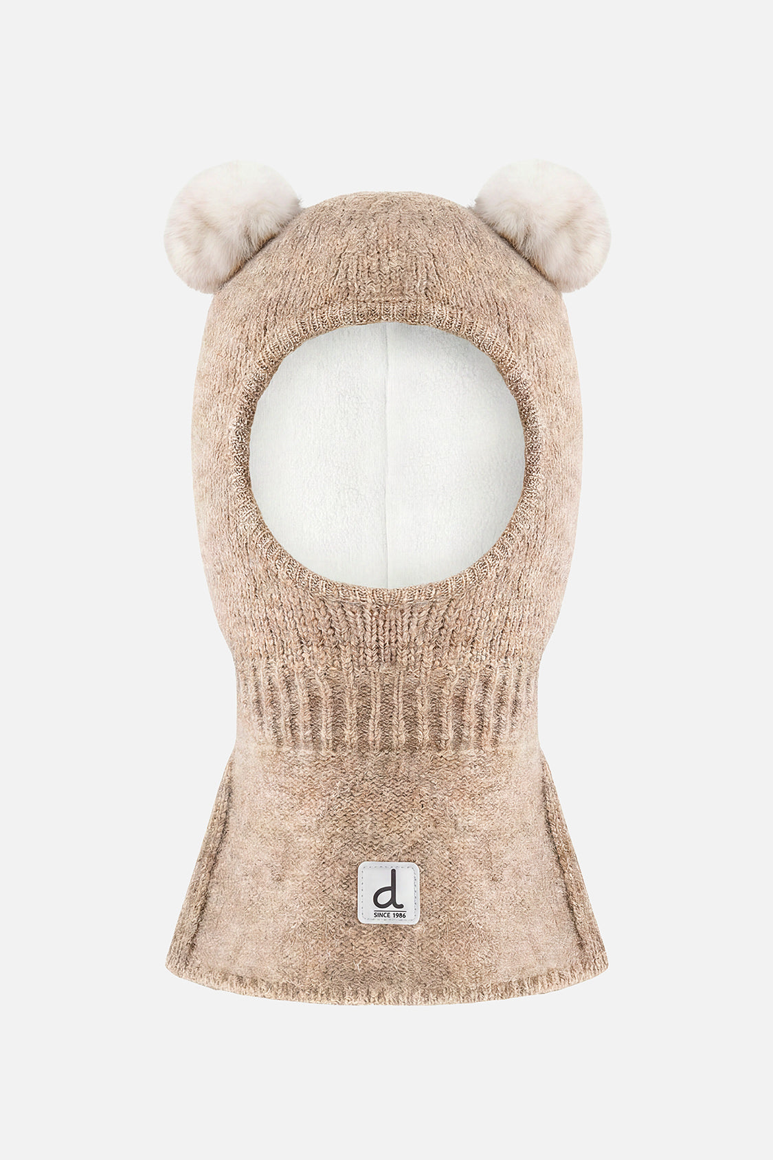 Cagoule ours en tricot taupe clair