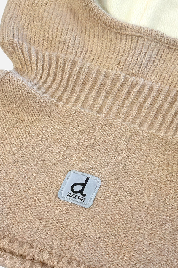 Cagoule ours en tricot taupe clair