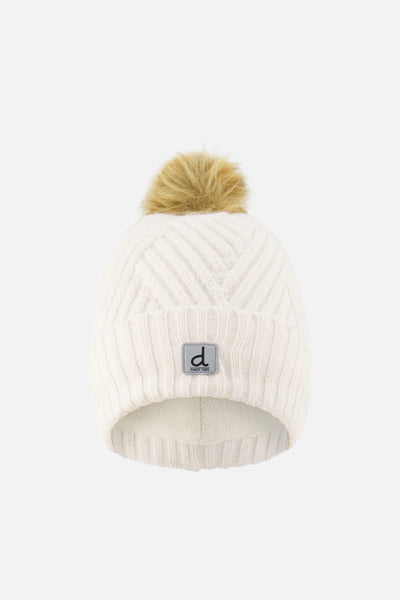 Winter Knit Hat With Pompom Off-White - J10XT5_01880