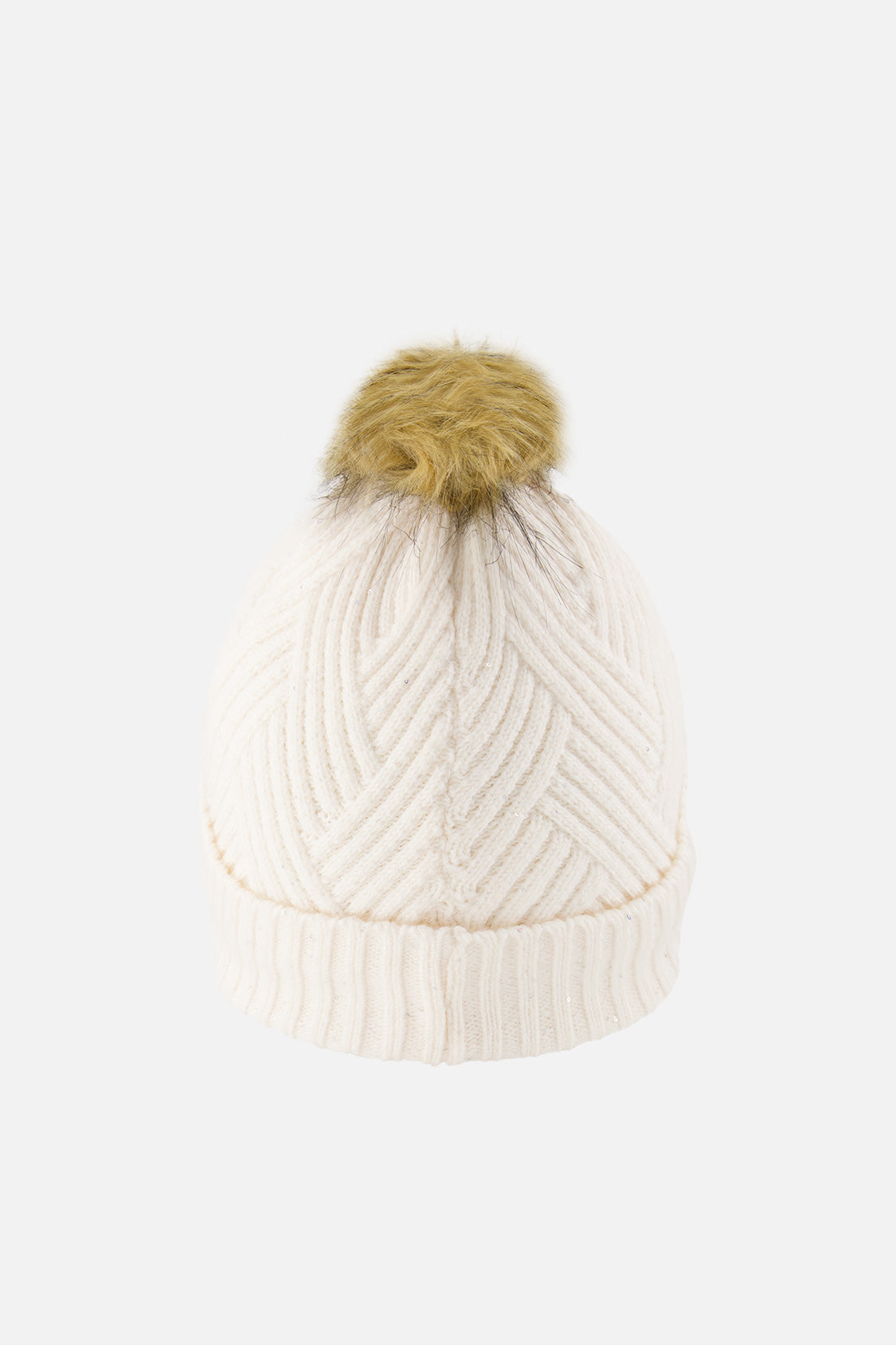 Winter Knit Hat With Pompom Off-White - J10XT5_01880